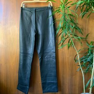 Vintage 90’s Straight Leg Black Leather Pants